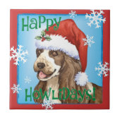 Happy Howlidays English Cocker Spaniel Fliese (Vorderseite)