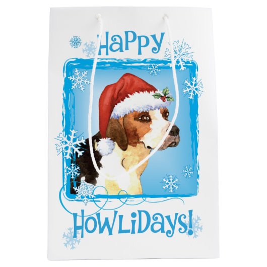 Happy Howlidays English Foxhound Mittlere Geschenktüte (Vorderseite)
