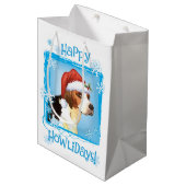 Happy Howlidays English Foxhound Mittlere Geschenktüte (Vorderseite Schrägansicht)