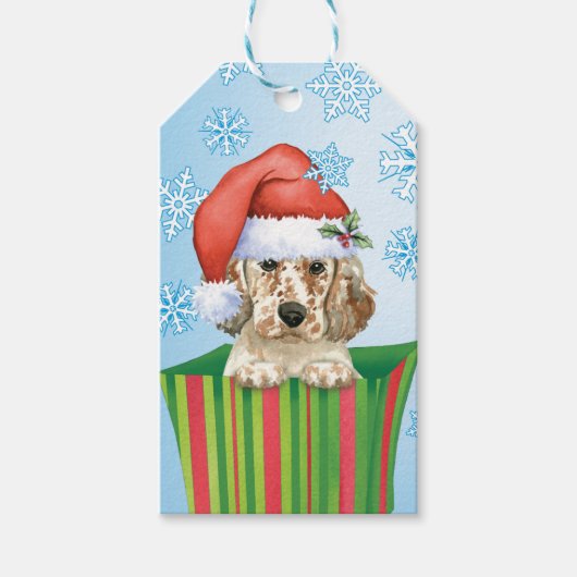 Happy Howlidays English Setter Geschenkanhänger (Vorderseite)