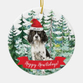 Happy Howlidays English Springer Spaniel Keramik Ornament (Vorne)