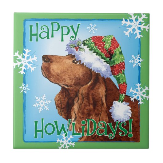Happy Howlidays Field Spaniel Tile Fliese (Vorderseite)