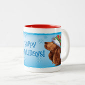 Happy Howlidays Field Spaniel Zwei-Tone-Tasse Zweifarbige Tasse (VorderseiteRechts)