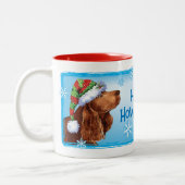 Happy Howlidays Field Spaniel Zwei-Tone-Tasse Zweifarbige Tasse (Links)