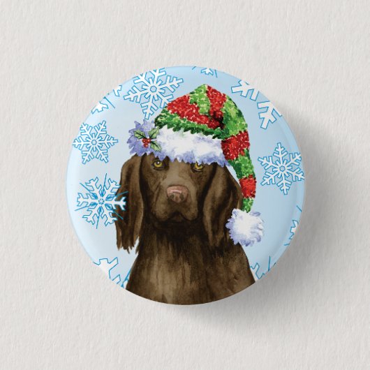 Happy Howlidays Flat-beschichteter Retriever Butto Button (Vorderseite)