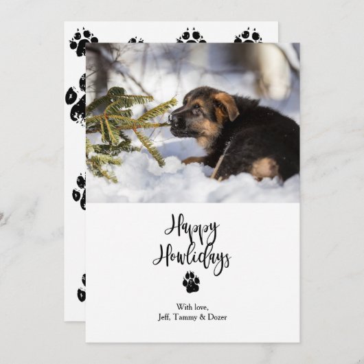 Happy Howlidays Flat Christmas Card Template Einladung (Vorne/Hinten)