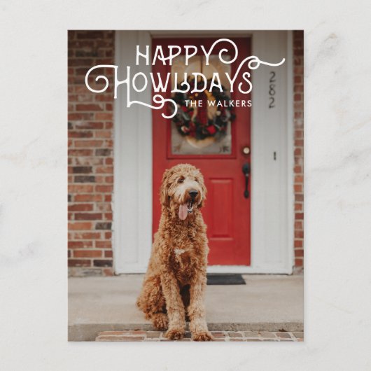 Happy Howlidays | Foto von Haustieren Feiertagspostkarte (Vorderseite)