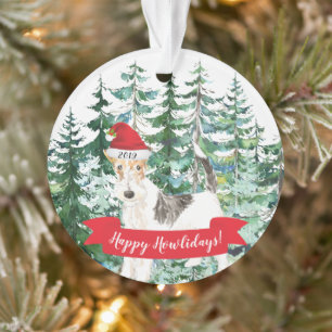 Happy Howlidays Fox Terrier Hund Weihnachten Ornament
