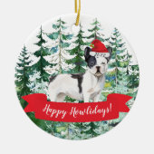 Happy Howlidays Französischer Bulldog Hund Weihnac Keramik Ornament (Vorne)