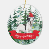 Happy Howlidays Französischer Bulldog Hund Weihnac Keramik Ornament (Links)