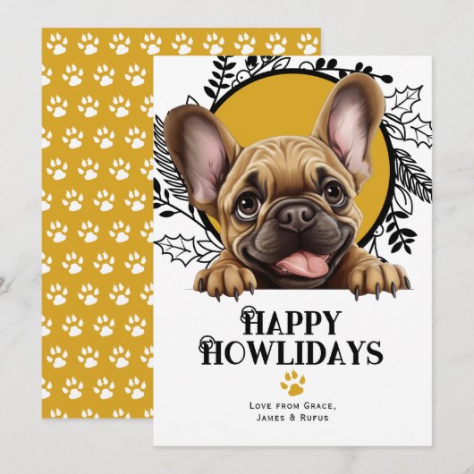 Happy Howlidays French Bulldog Dog Christmas Feiertagskarte (Vorne/Hinten)
