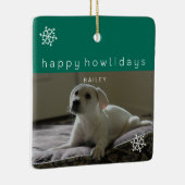 Happy Howlidays Fügen Sie Ihr Foto Green Pet Ornam Keramikornament (Rechts)