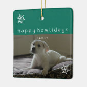 Happy Howlidays Fügen Sie Ihr Foto Green Pet Ornam Keramikornament (Links)