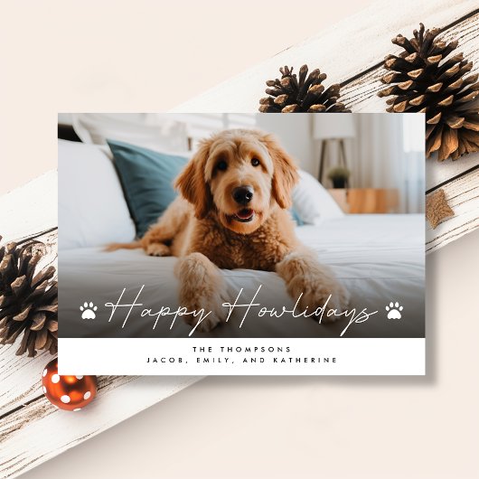 Happy Howlidays Funny Pet Hund Foto Weihnachten