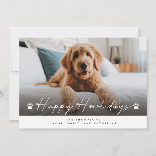 Happy Howlidays Funny Pet Hund Foto Weihnachten (Vorderseite)