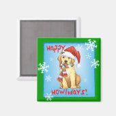 Happy Howlidays Gelbe Labrador Magnet (Vorderseite/Rückseite)