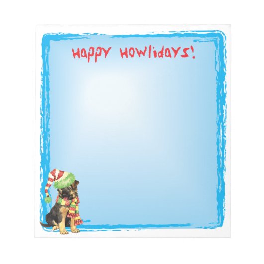 Happy Howlidays German Shepherd Notizblock (Vorderseite)