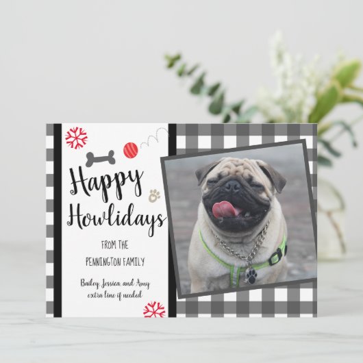 Happy Howlidays Gingham Dog Weihnachten (Stehend Vorderseite)