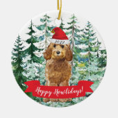 Happy Howlidays Golden Cockapoo Keramik Ornament (Vorne)