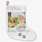 Happy HOWLidays Gray Christmas Pet Foto Kleiner Weihnachtsstrumpf (Vorderseite)