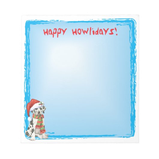 Happy Howlidays Great Dane Notizblock (Vorderseite)