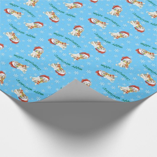 Happy Howlidays Great Pyrenäen Geschenkpapier (Ecke)