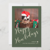 Happy Howlidays Green Dog Foto Feiertagskarte (Vorderseite)