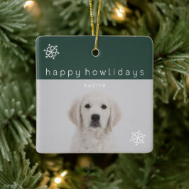 Happy Howlidays Green Foto Pet Keramikornament