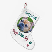 Happy HOWLidays Green Red Christmas Pet Foto Kleiner Weihnachtsstrumpf (Vorderansicht (hängend))