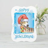 Happy Howlidays Greyhound Feiertagskarte (Stehend Vorderseite)