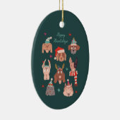 Happy Howlidays Grüne Weihnachtshunde Keramik Ornament (Rechts)