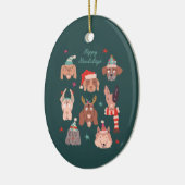 Happy Howlidays Grüne Weihnachtshunde Keramik Ornament (Links)