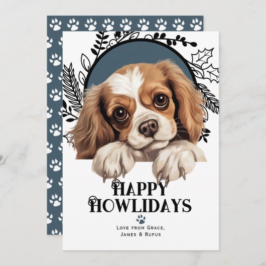 Happy Howlidays Harrier Dog Feiertagskarte (Vorne/Hinten)