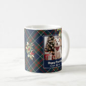 Happy Howlidays Hund Blue Green Red Kariert Weihna Kaffeetasse (VorderseiteRechts)