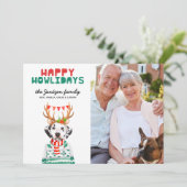 Happy Howlidays Hund Dalmatiner Weihnachtsfotokart Einladung (Stehend Vorderseite)