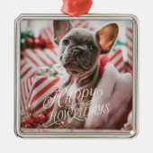 Happy Howlidays Hund Foto Ornament Aus Metall (Vorne)