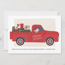Happy Howlidays Hund in Truck Zeichnend Urlaubskar Feiertagskarte