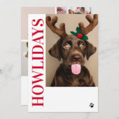 Happy Howlidays Hund Weihnachten 5 Foto-Karte Einladung (Vorne/Hinten)