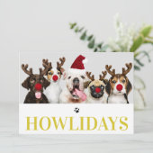 Happy Howlidays Hund Weihnachten 5 Foto-Karte Einladung (Stehend Vorderseite)