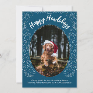 Happy Howlidays Hund Weihnachtskarte Dunkelblau Einladung