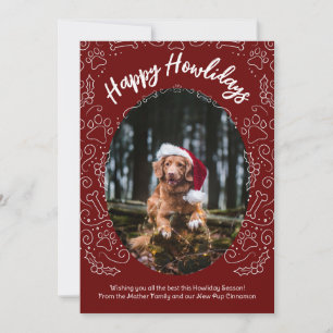 Happy Howlidays Hund Weihnachtskarte Dunkelrot Einladung