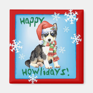 Happy Howlidays Husky Magnet