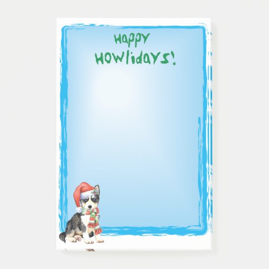 Happy Howlidays Husky Post-it Klebezettel (Vorderseite)