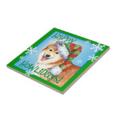 Happy Howlidays Icelandic Sheepdog Fliese (Seite)
