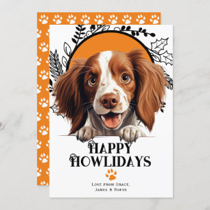 Happy Howlidays Irish Red and White Setter Dog Feiertagskarte
