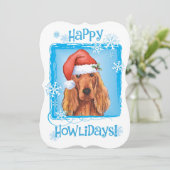 Happy Howlidays Irish Setter Feiertagskarte (Stehend Vorderseite)