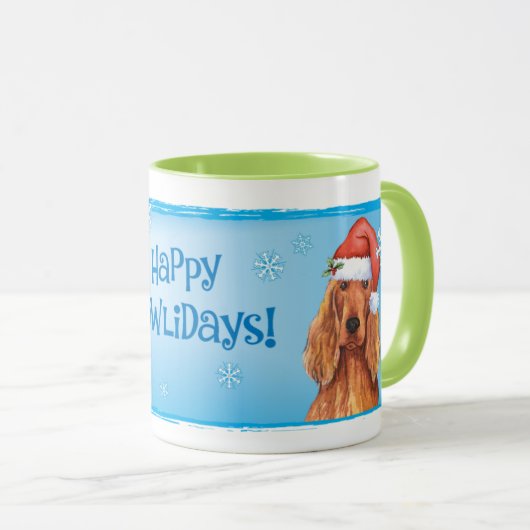 Happy Howlidays Irish Setter Tasse (VorderseiteRechts)