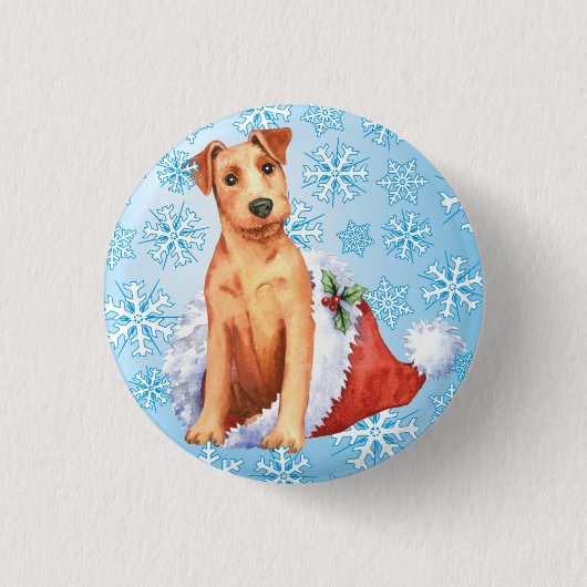 Happy Howlidays Irish Terrier Button (Vorderseite)