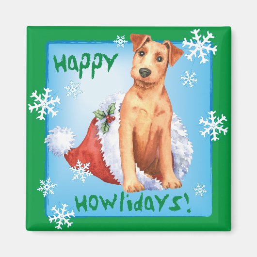 Happy Howlidays Irish Terrier Magnet (Vorne)