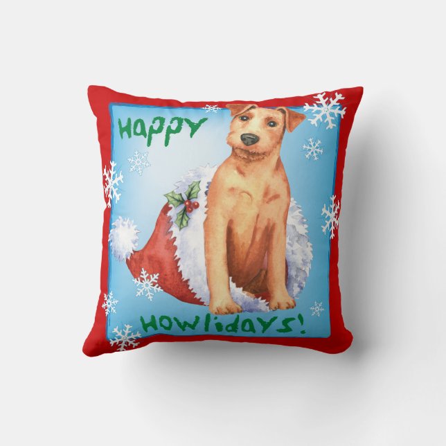 Happy Howlidays Irish Terrier Throw Pillow Kissen (Rückseite)